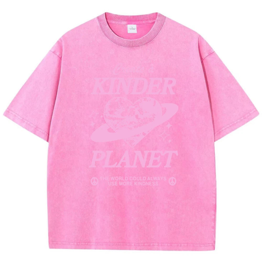 Geeate A Kinder Planet Pink Print Mans Tee Clothing Cartoon Comfort T-Shirt Round Neck T-Shirts Retro S-Xxxl Half Sleeve