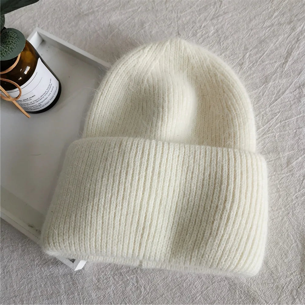 Women Winter Hat Real Rabbit Fur Winter Hats For Women Fashion Warm Beanie Hats Women Solid Adult Cover Head Cap