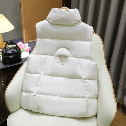 Down Cotton Vest Women 2025 New Autumn Winter Fashion Stand Collar All-Match Warm Sleeveless Waistcoat Jacket Ladies Female Tops