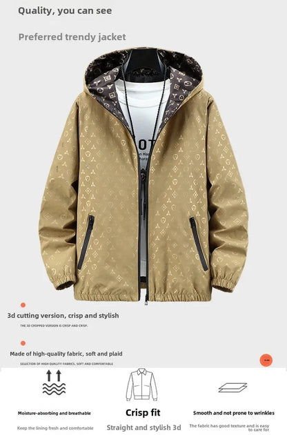 Spring 2025 Men's Thin Hooded Jacket Stylish Sun Protection Outerwear Youthful Male Casual Wear Comfortable Regular Length