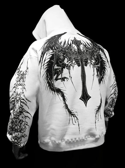 Fashionable men's autumn Gothic letter print comfortable soft hooded sweatshirt suitable for outdoor street wear