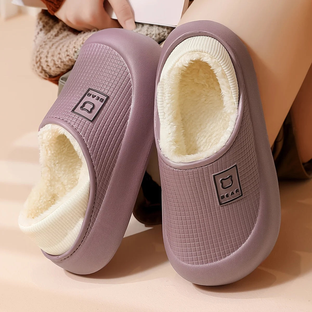 Women's Slippers Winter 2025 New Style Heeled Indoor Home Thick Sole Non-Slip Fleece Lined Warm Slippers for Women