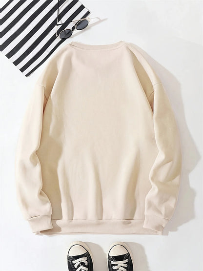 Men's autumn and winter fashionable casual loose futune letter graphic printed long sleeved round neck sweatshirt