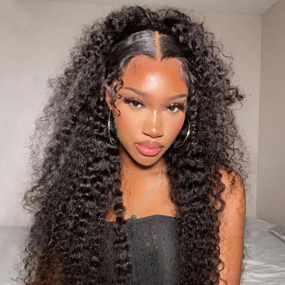 CEXXY 300% High Density Deep Wave 13x6 HD Lace Frontal Wig Brazilian Curly Water Wave Lace Frontal Wigs 36 Inches For Women