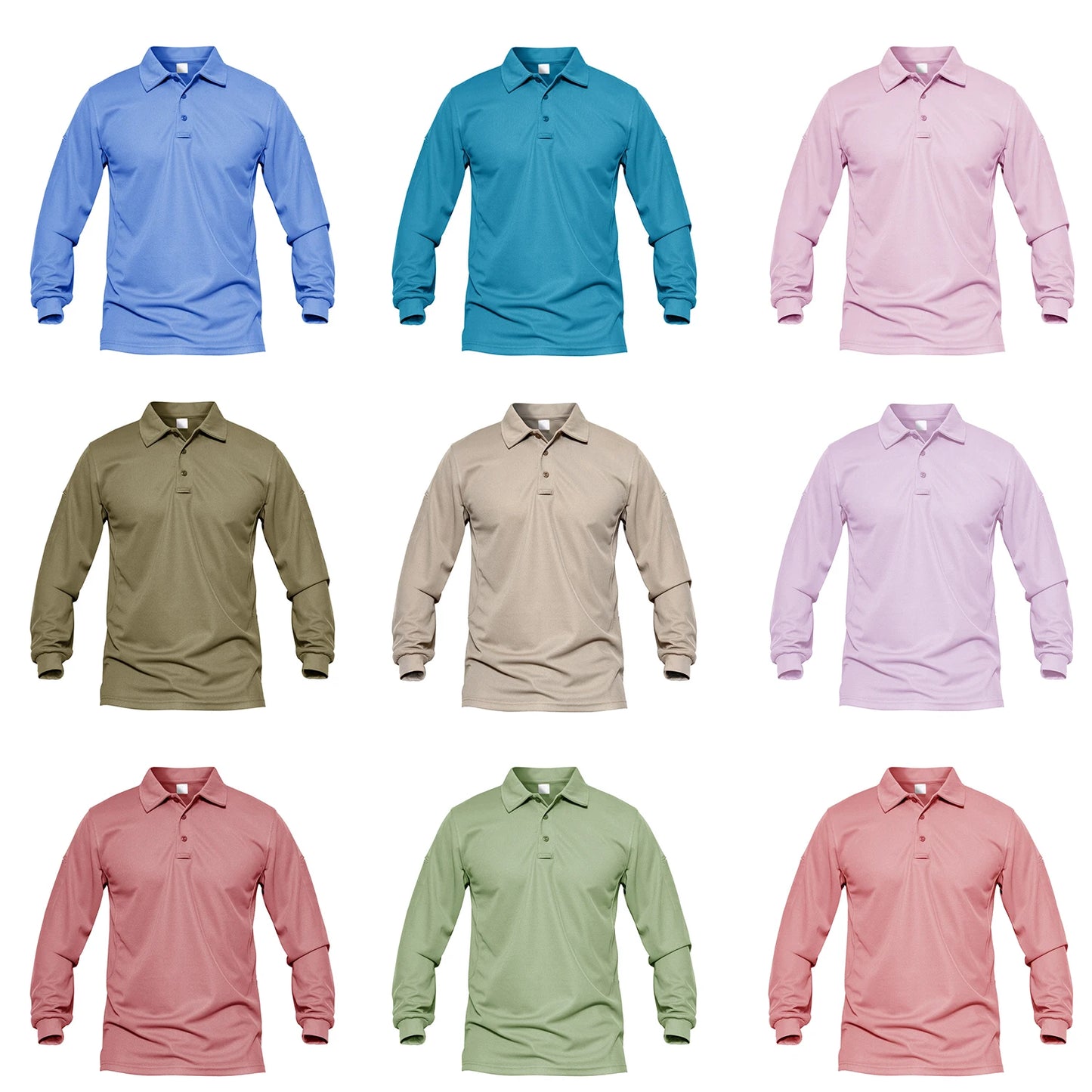 TACVASEN Men Outdoor T-shirts Work Polos Summer Quick Dry T-shirts Long Sleeve Lightweight Golf T-shirts Tee Tops