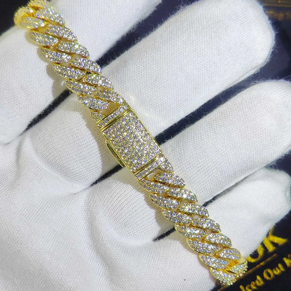 Luxury Jewelry Bling CZ Cuban Link Bracelet Two Row Zircon Copper Miami Cuban Bracelet Iced Out Hip Hop Men Women