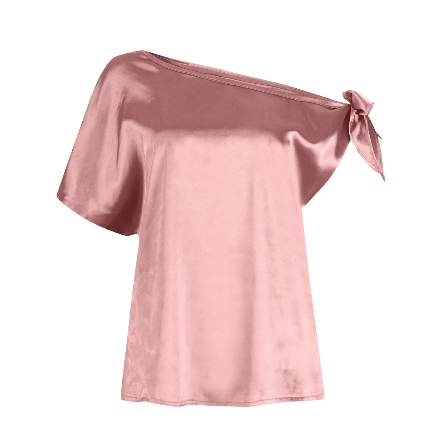 Womens Tops 2026 Pullover Fashionable And Sexy Women'S Solid Color Satin Pullover One-Shoulder Sleeveless Top топ летний