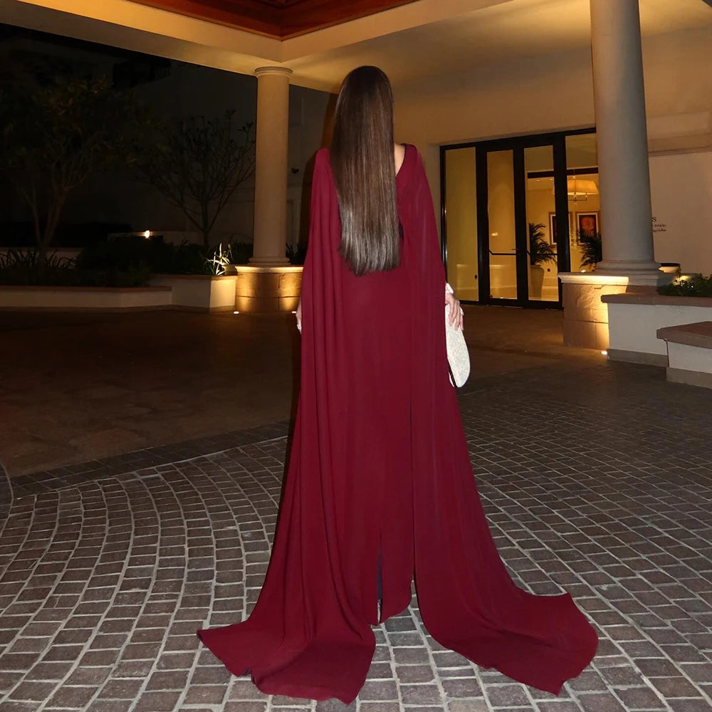 Customized Straight Mermaid Prom Dresses Floor-Length V-Neck Full Sleeve Evening Gown Simple Draped Fashion Backless Party Gown