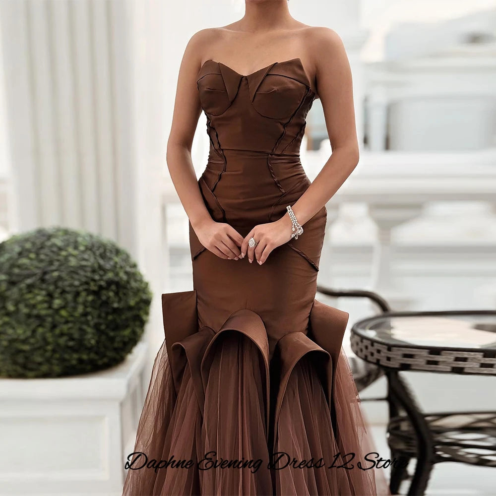 Graceful Sweetheart Tulle Evening Dress Temperament Mermaid Customized Prom Dresses Luxury Sweep Train Special Occasion Gowns