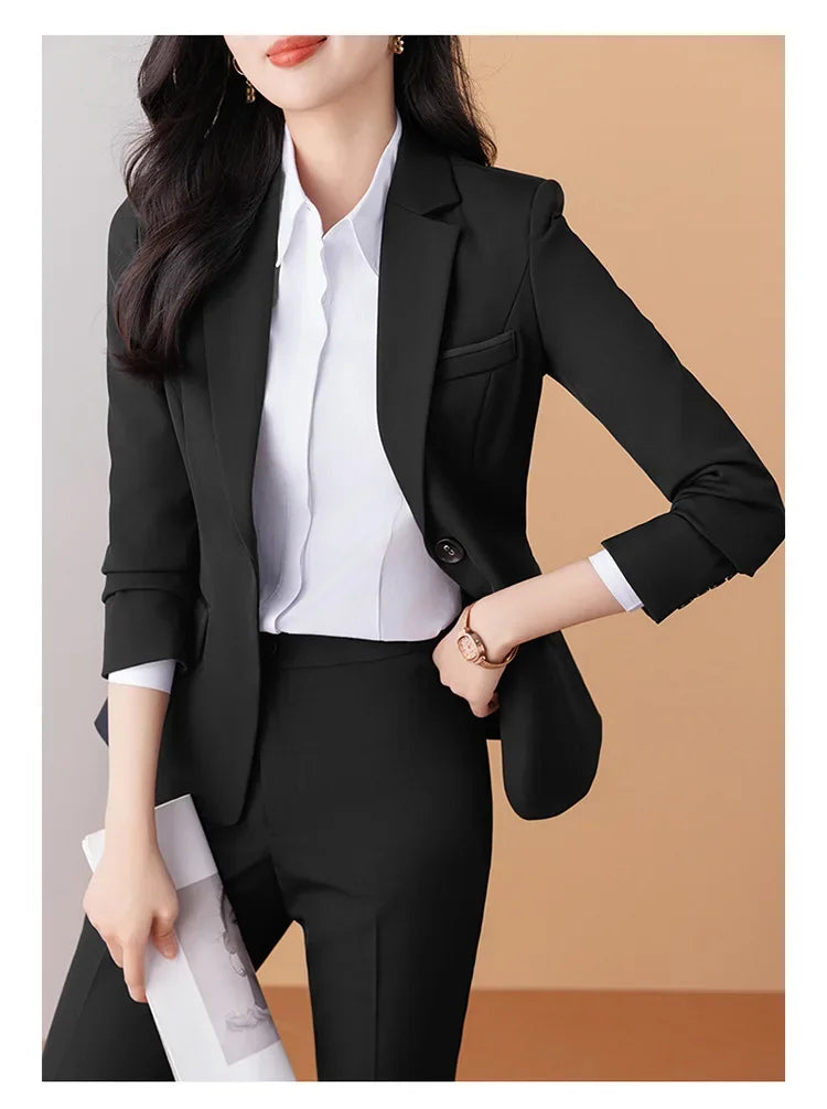 Elegant Western-Style Black Suit Jacket For Women Fashionable Professional Workwear Ideal For Interviews And Office Settings