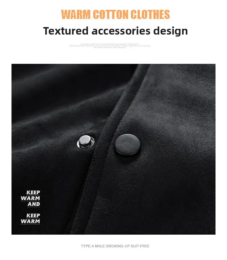 American Retro Suede Baseball Jacket Men's Spring Autumn Casual Leather Sleeve Outerwear JK819 Public Version Couple's Style