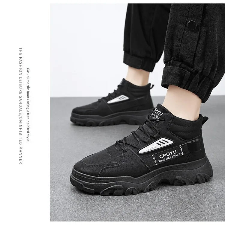 Spring Men's High Top Breathable Work Shoes Trendy All-Match Anti-Slip Wear-Resistant Sports Casual Labor Protection Shoes