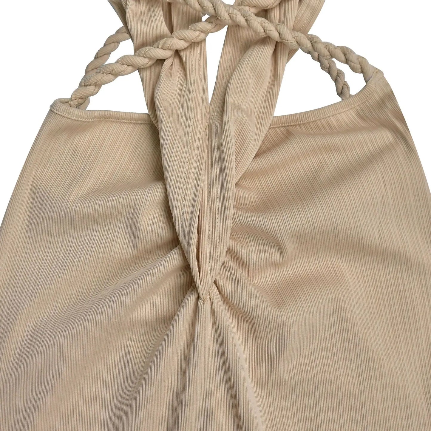 Women's Hollow Out Sleeveless Sexy Knitted Halter Neck Backless Solid Color Dress for Summer 2025