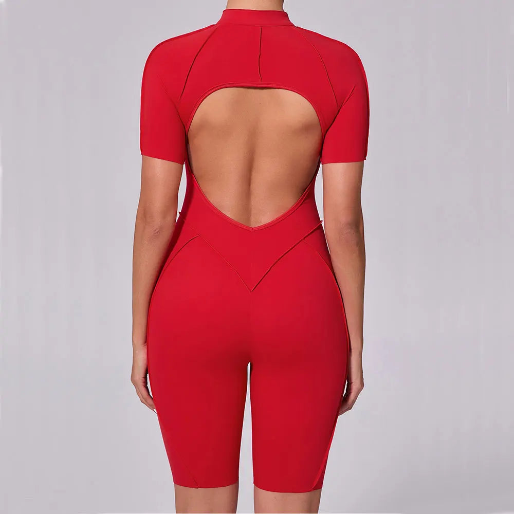 Gym Romper Women's Sports Jumpsuit Yoga Set Fitness Combination Lift Buttocks Bare Back High Elasticity Gym Sexy Sports Jumpsuit