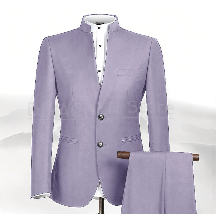 2025 New Style Men Chinese Tunic Collar Bridegroom Suit Formal Wear Dress Slim Fit Mens Suits Groom Wedding Blazer Costume Homme