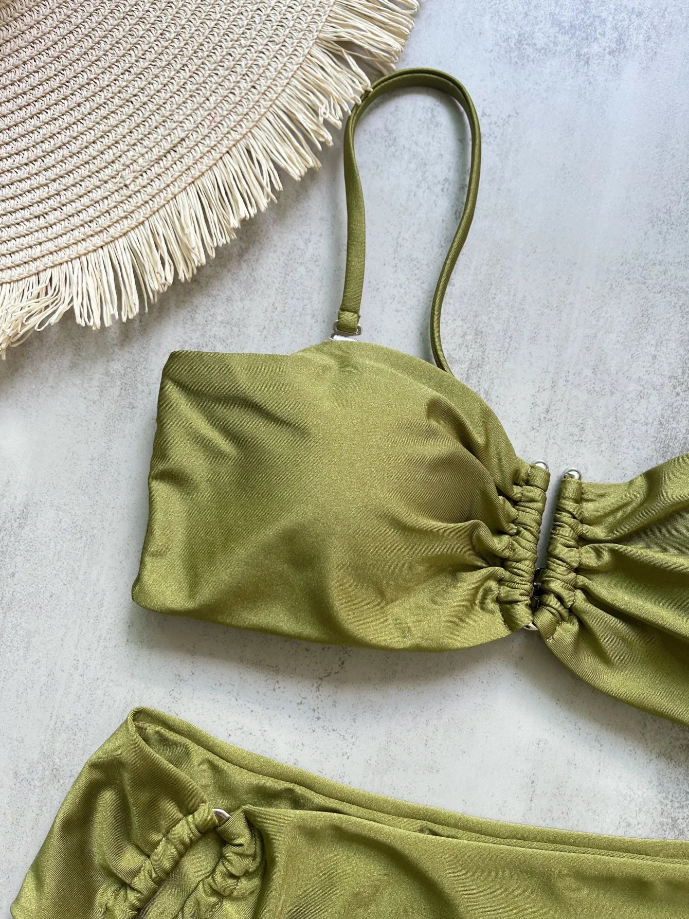 Bandeau Bikini Push Up Women Swimsuits 2024 Sexy Female Swimwear Brazilian Bikini Set Thong Biquini Swim Suits Solid Beachwear