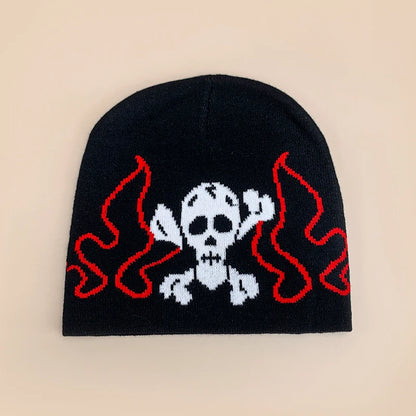 Personal Punk Skull Demon Knitted Hats Autumn and Winter Unisex Dark Series Warm Street Versatile Niche Fashion Hip Hop Beanies