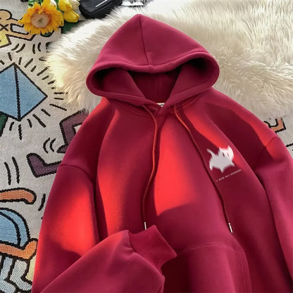 Casual men's hoodie fashionable cat-print streetwear comfortable and high-quality hoodie fashionable men's top