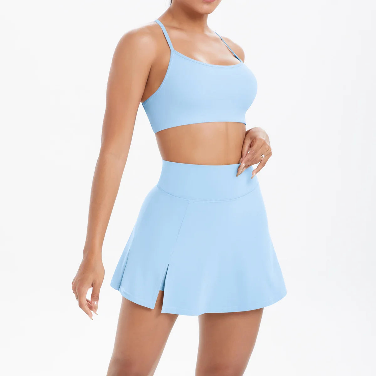 Sports Yoga Set Women Gym Fitness Running Suit Yoga Bras 2 in 1 Tennis Skirt Breathable Shorts Two Pieces Workout Clothes