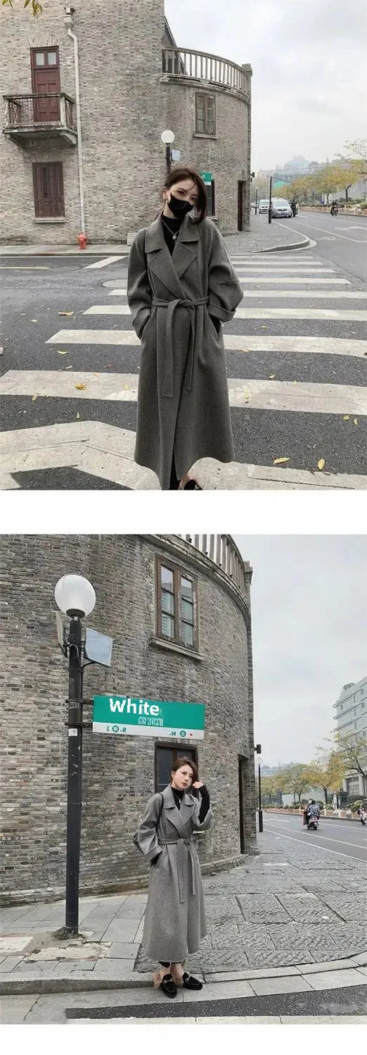 Plus Size New Hot Sale Of The Season Women's Woolen Coat Medium Length Versatile Small Size Tweed Outerwear Autumn Winter Fas...