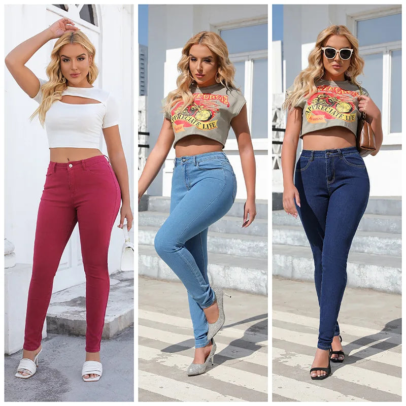 Skinny Jeans Women Pencil Pants Super Stretch Denim Sexy Slim Women Fashion Fashion Waist Retro Commuter