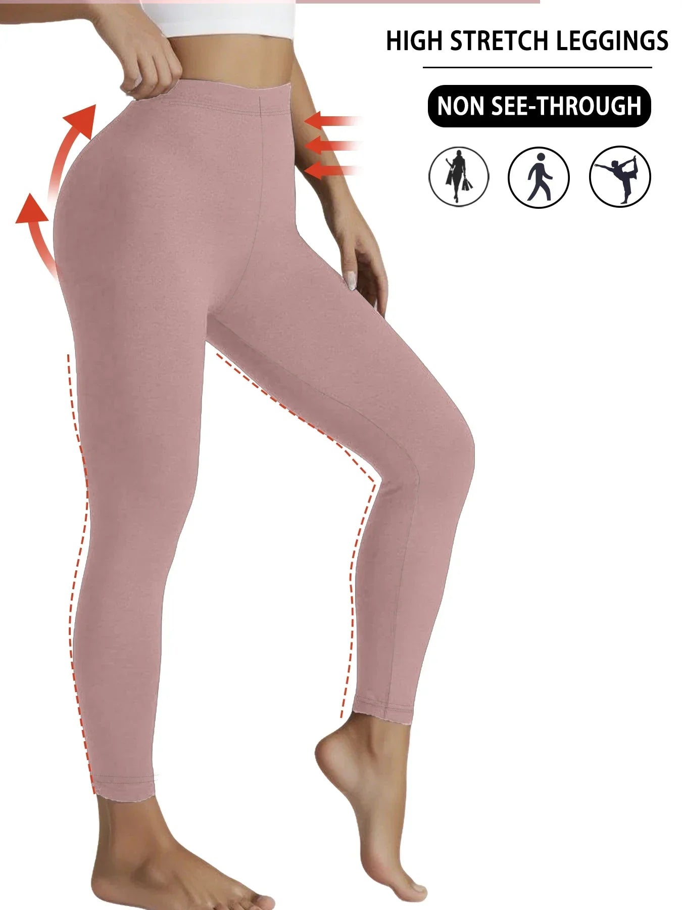 Women's Super Soft Leggings High Elasticity No See Through Workout Yoga Running Athletic Push Up Gym Long Fitness Leggings