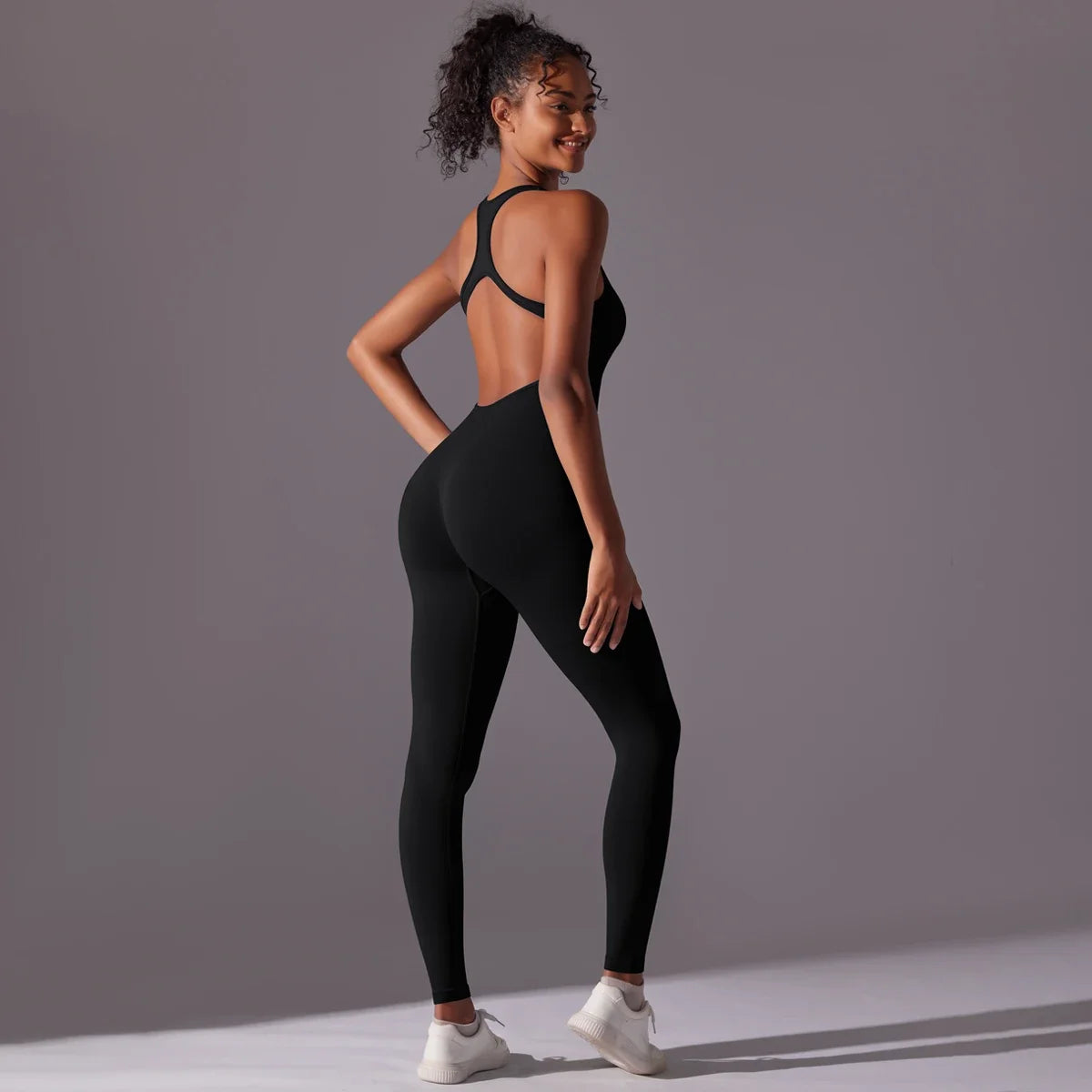 Sexy Back V Jumpsuit Gym Set Women Training Yoga Suit Sportswear Women Sports Jumpsuit Fitness Rompers Stretch Workout Bodysuits