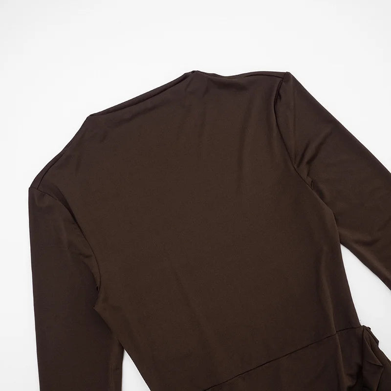 Mozision Long Sleeve Ruched Sexy Mini Dress Women Autumn Winter New Elegant High Waist Bodycon Club Party Dresses Female