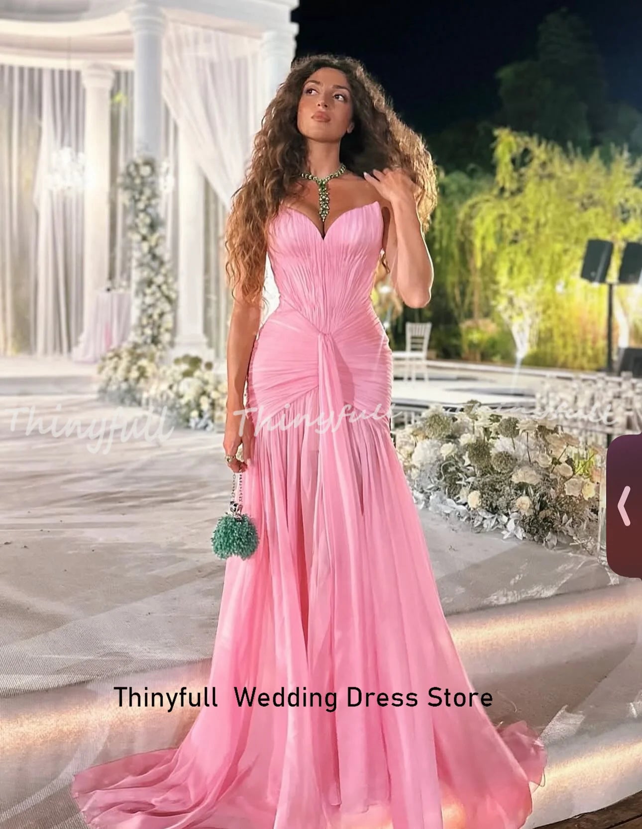 Thinyfull Chiffon Mermaid 2026 Prom Dress Sleeveless Sweetheart Ruched Evening Dress Long Formal Gown Robe De Soirée Customized