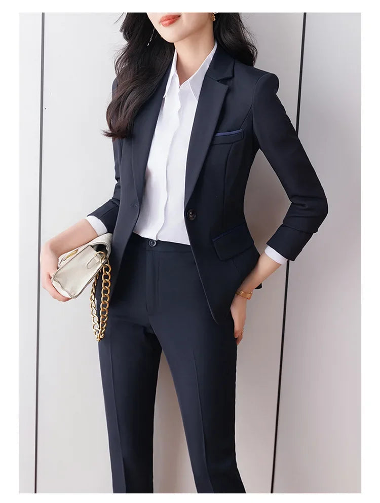 Elegant Western-Style Black Suit Jacket For Women Fashionable Professional Workwear Ideal For Interviews And Office Settings