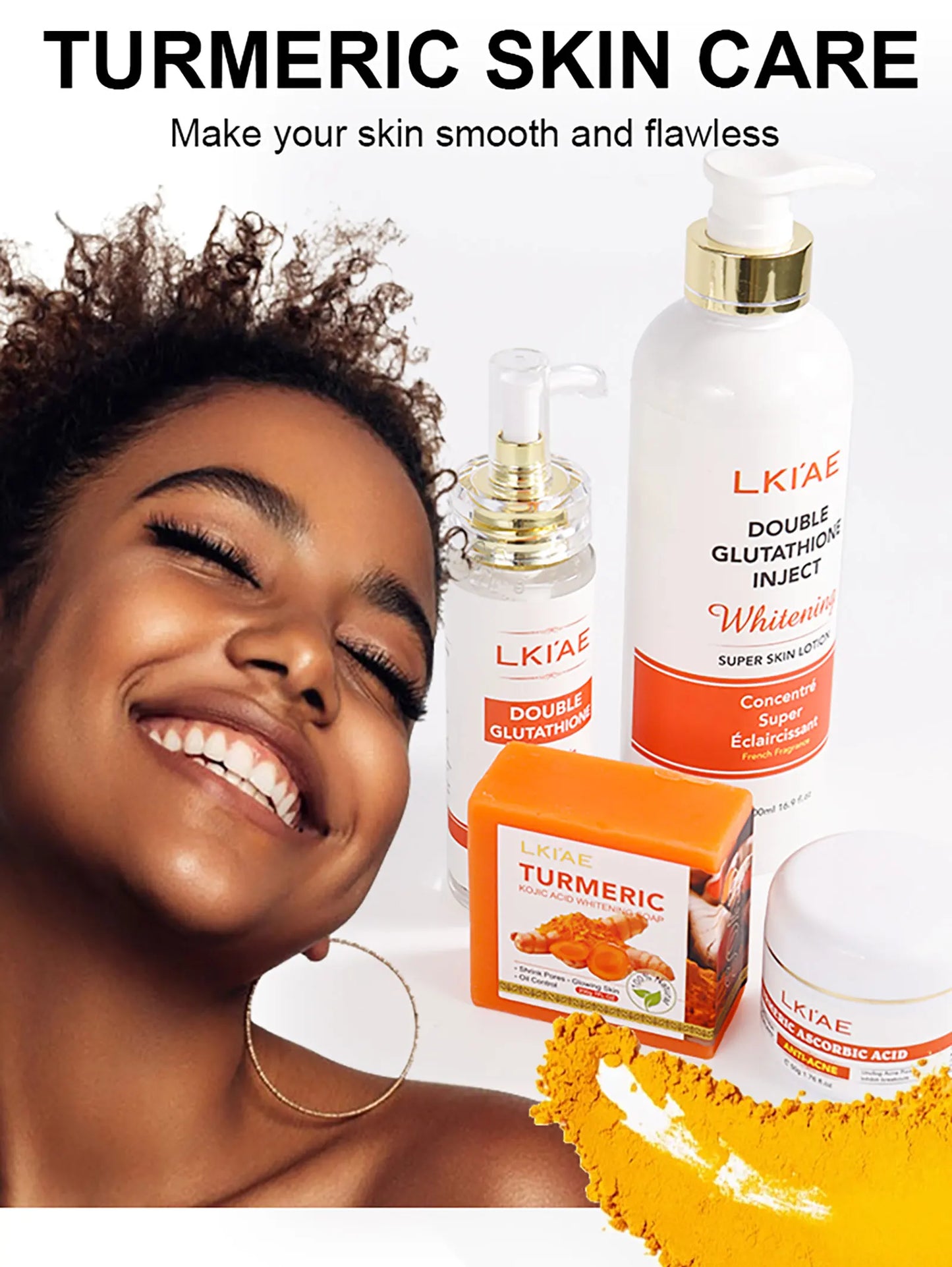 AILKE Lightening and Acne Removal Skin Care Range, With Double Glutathione, Vitamin C, Hydrating, Smooth Skin, Even Skin Tone