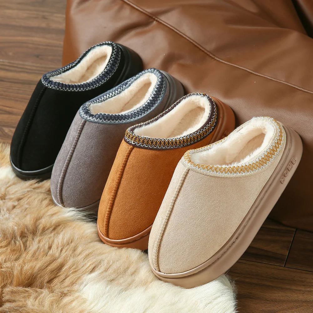 Pantoufles D'hiver Chaudes Pour Femmes, Intérieur En Peluche, Semelle Épaisse Antidérapante, Chaussures De Maison Chaudes Brodée