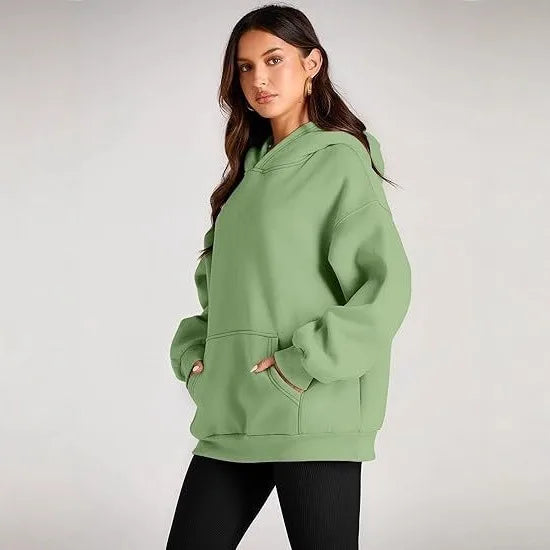 2026 Autumn and Winter New Cross border Leisure Fashion Sports Solid Color Women's Loose and Comfortable Hoodie Hoodie Hoodie