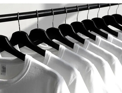 Heavyweight Impermeable 300g Carbon Matte Pure Cotton Thick Short Sleeved T-shirt Men and Women Pure White Simple Base Shirt