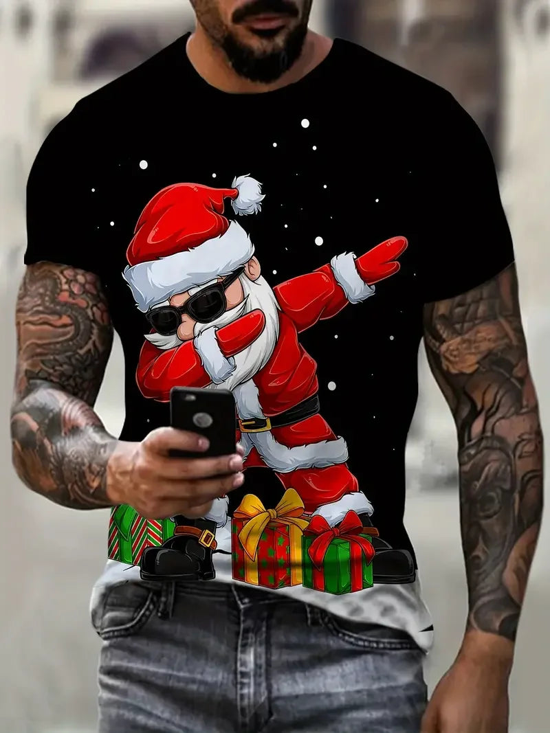 Men's Sports Jersey Santa Claus Christmas Short Sleeve T-Shirt Summer Graphic Tee Jerseys Plus Size Women's Sport T-Shirt Tops