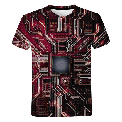 New Circuit Board Graphic T-Shirts Electronic Chip 3D Print Men's Woman Short Sleeve T Shirt Harajuku Tops Tees Unisex Clothing