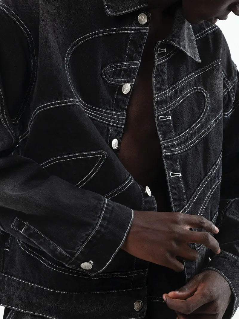 New Retro Striped Embroidery Fashion Loose Men Suit Street Hip Hop Harajuku Y2K Casual Oversized Single Breasted Jacket