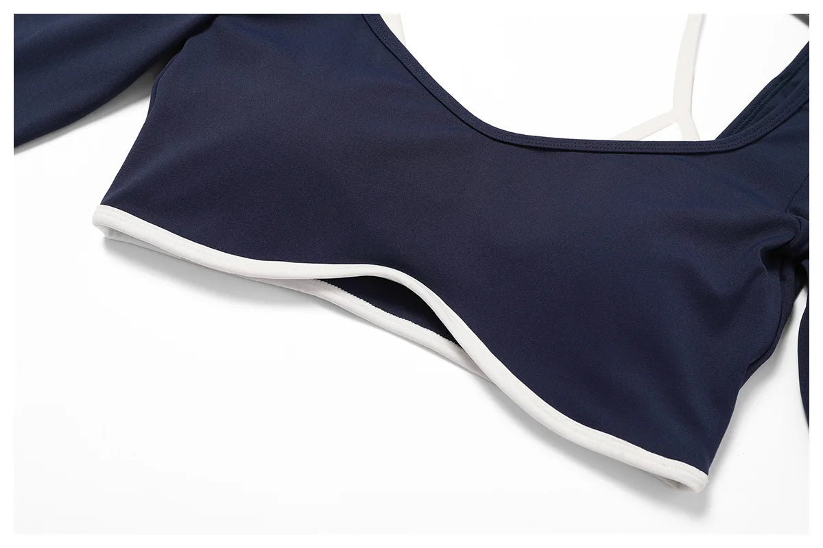 Sexy Yoga Women's 2 Pieces Gym Sports Suit Workout Clothing Long Sleeve Gym Crop Top High Waist Leggings Fitness Bra Sportswear