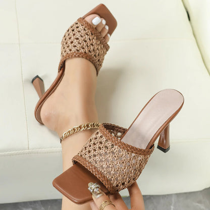 LIHUAMAO slipper slingback heel sandals shoes stilletto high heel thin heel sandals women pumps party night club slipper