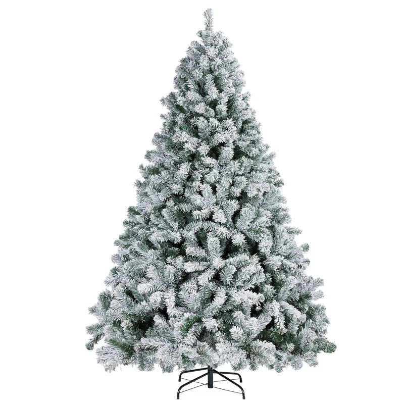Christmas tree with white flocking, realistic snowfall effect, Christmas tree made of pine wood