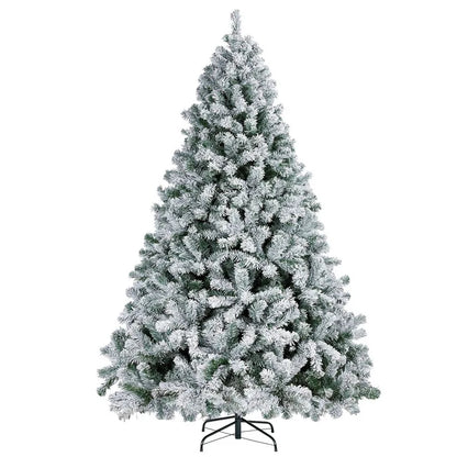 Christmas tree with white flocking, realistic snowfall effect, Christmas tree made of pine wood