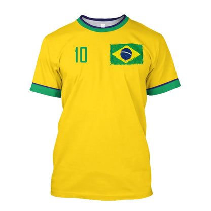 2023 New Brazil Jersey T-shirt Fine Design Brazilian Select Shirt O Neck Oversized Football Team Casual Streetwear Mens Clothing