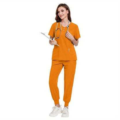 Ideal for Women in Pet Stores & Beauty SPA Spa Scrubs Top and Pants Women's and Men's 2-Piece Soft Scrubs Set