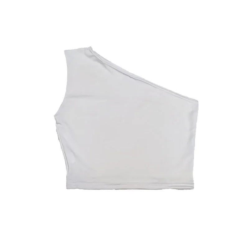 Women Sexy Tank Top Off One Shoulder Slim Halter Backless Bare Midriff Camis Tube Top Female Sleeveless Cropped Vest