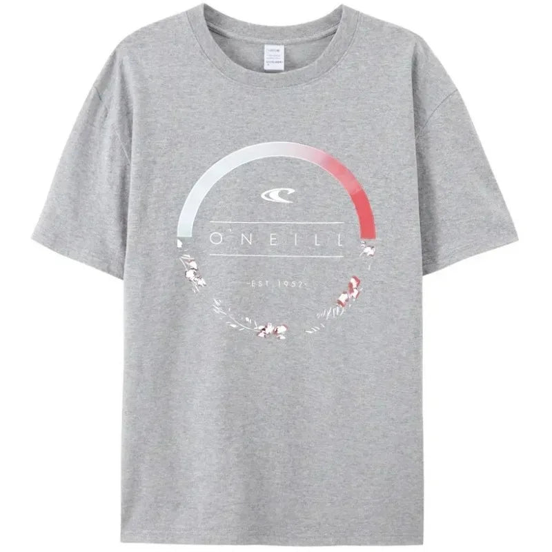 2024 New Beach Men's Summer Hot Sale Men's Curled Oneill 100%cotton T Shirt Round Garland Logo Top Quality Tees