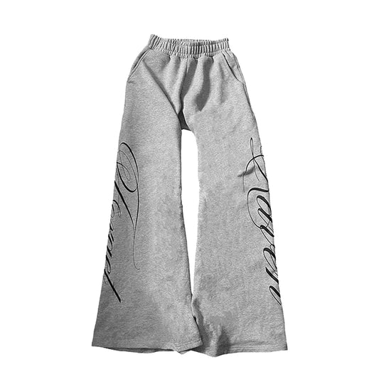 White letter print straight wide-leg pants new low waist casual versatile Harajuku fashion European clothing sexy hot girl style