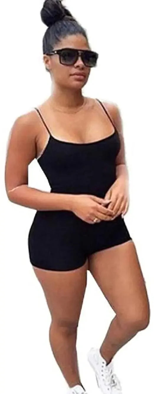 Women Spaghetti Rompers for Women Sexy Condole Super Short Playsuits Summer Solid Shorts Strap Low-Cut Back Romper