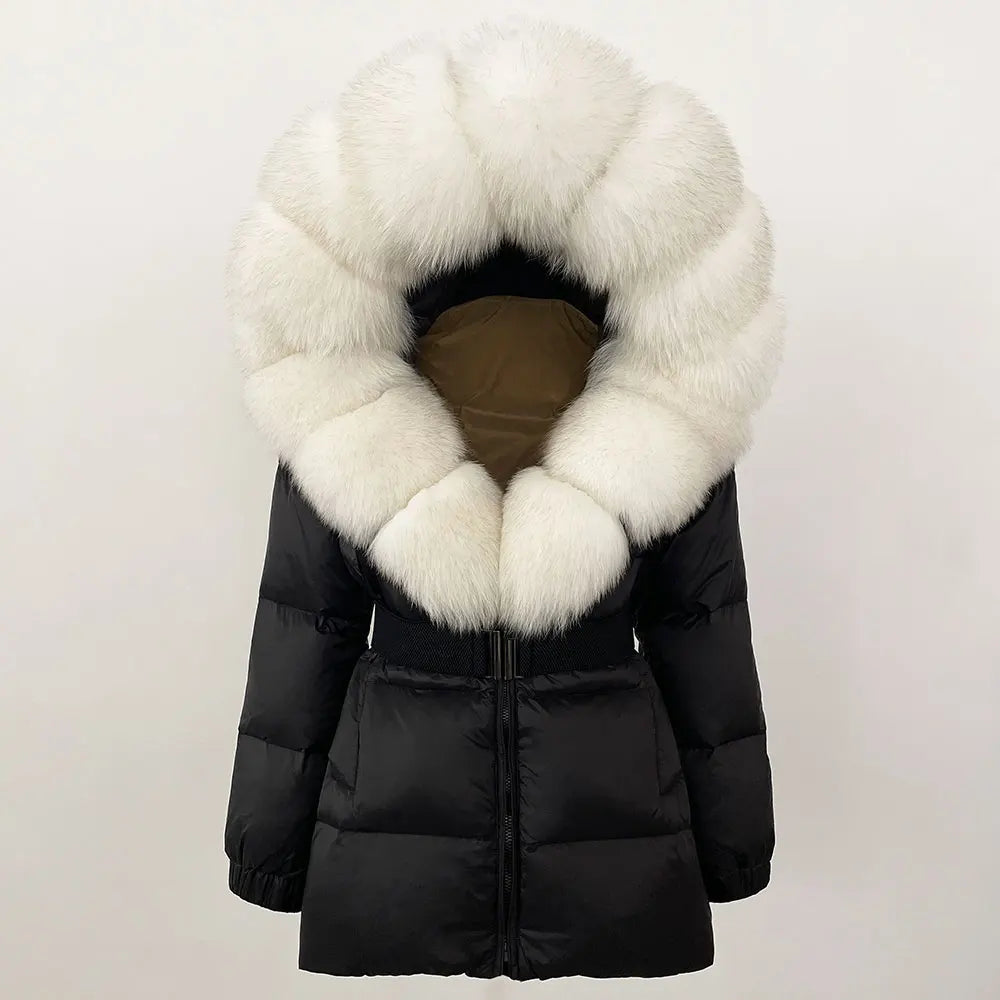 OFTBUY Winter Clothing Puffer Jacket Women Real Fox Fur Hooded Thick Warm 90% White Duck Down Coat Female Parkas Waterproof