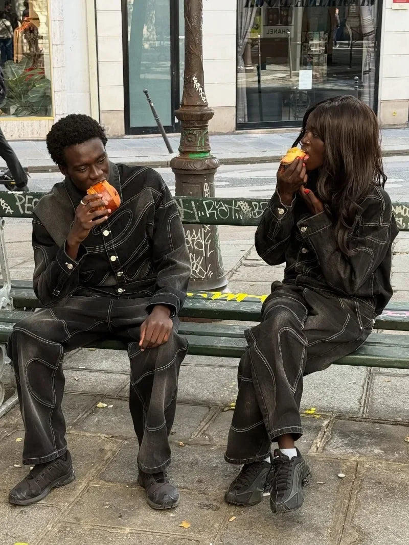 New Retro Striped Embroidery Fashion Loose Men Suit Street Hip Hop Harajuku Y2K Casual Oversized Single Breasted Jacket