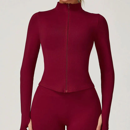 New Women Seamless Zipper Jacket Yoga Long Sleeved Gym Top Yoga Push Up Jacket Fitness Running Workout Sport Coat Women's Shirts